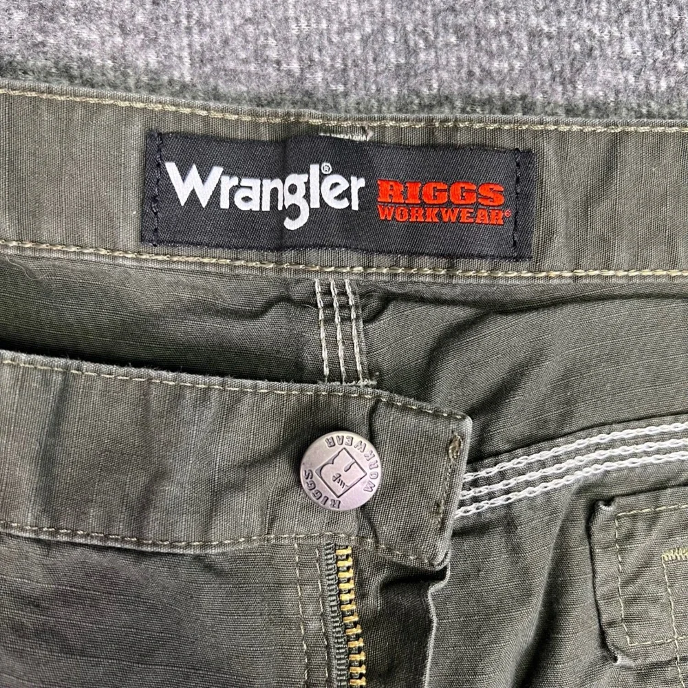 Wrangler Riggs Workwear Pants Mens 38x32 Green Ripstop Utility Painter Carpenter